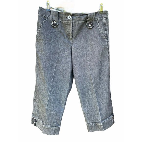 Y2K 2000's Sandro Button Bermuda Capri Shorts GRAY Posh Spice Girls Quiet Luxury - Picture 1 of 5